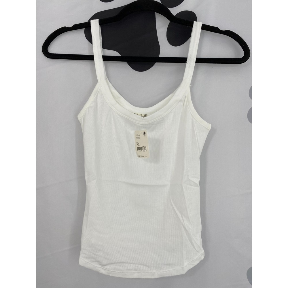 Free People NWT Alia Tank Scoop Neck Sleeveless Ribbed Layering Top White XS New - Picture 3 of 11